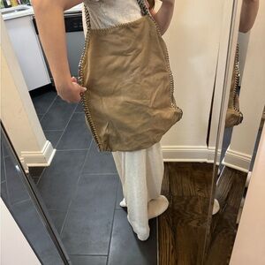 Stella McCartney Tan Faux-Leather Tote with Chain Trim